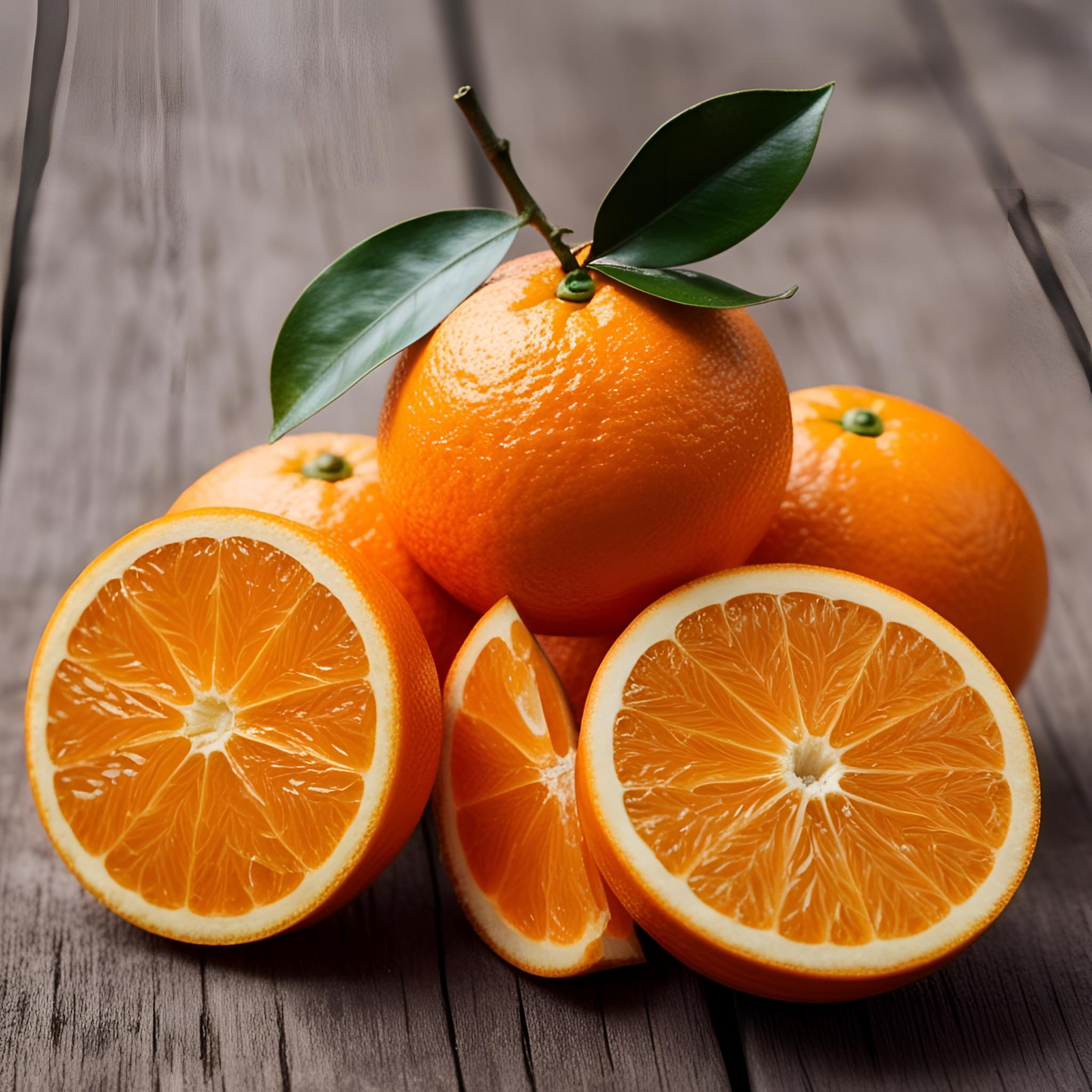 Sweet Orange Fragrance Oil bottle with citrus fruits and candle-making supplies